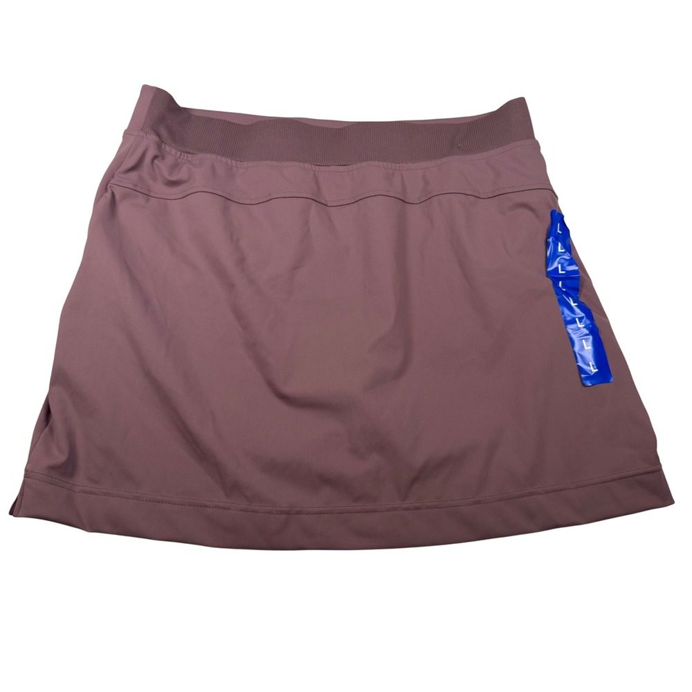 32 Degrees Cool Womens Athletic Skort Mauve Ribbed Waist Zip Pocket Large